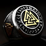 Ring - Nordisk Mytologi Valknut med runor guld