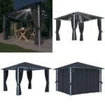 Paviljong med gardin & ljusslinga LED 3x3 m antracit aluminium - Paviljong - Paviljonger - Home & Living