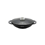 Herzog HR-5229: 32 cm marmorbelagd wok med glaslock Aromaknopp - 4,3L