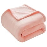 VEEYOO Fleece Blanket Throws Queen Size - Super Soft Fluffy Bed Throws Blankets Warm Bed Blanket for Sofa Pink Blankets Bedspread 230x230cm