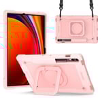 Samsung Galaxy Tab S9 Plus etc. Skal med axelrem - Rose Gold