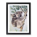 Vintage Karl Ludwig Hartig Koala Vintage Framed Wall Art Print, Ready to Hang Picture for Living Room Bedroom Home Office Décor, Black A4 (34 x 25 cm)