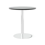 Cafébord Runt, Storlek Ø70 cm, Bordsskiva Svart, Stativ Polerat stål