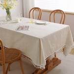 (140x180 cm) Rektangulär Beige Bomull Linneduk Solid Färg Dammsäker Tvättbar Bordsduk