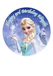 Disney Frozen Elsa Princess Personalized Cake Topper Icing Sugar Paper 7.5" image S5