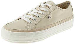 Tommy Hilfiger Women Trainers Essential Canvas Shoes Vulcanised, Beige (Light Sandalwood), 6 UK