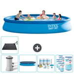 Intex Rund Uppblåsbar Easy Set Pool - 457 x 84 cm - Blå - Inklusive pump Omslag - Underhållspaket - Filter - Solmatta Inklusive Tillbehör CB18
