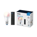 WiZ ampoule LED connectée Wi-Fi couleur E27, équivalent 60W, 806 lumen + télécommande, fonctionne avec Alexa, Google Assistant et Apple HomeKit