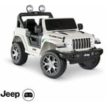 Voiture électrique 12V pour enfant - jeep Wrangler Rubicon 2 roues motrices. blanche. 1 place. avec autoradio. télécommande. MP3. port usb / carte