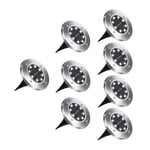 Garden Solar Lights Outdoor - Isilila 4pcs 8 LED Sensor Solar Powered Ground Lights Waterproof IP65 Path Lights with Spike for Yard Patio Driveway Walkway Lawn Pathway Landscape Pool(White-8pcs)