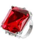 Silverfärgad Ring med Röd Fyrkantig Sten - Justerbar