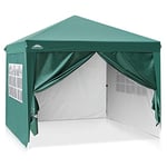 EAGLE PEAK Pop-up Tente de réception 3m x 3m avec 4 cotés Amovibles, Gazebo tonnelle Pliable avec paroies latérales, Facile à Installer (Vert foncé)