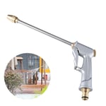 Silver Garden Hose Spray Gun，High Pressure Water Hose Pipe Spray Gun with Full Brass Nozzle, High Pressure Pistol Grip Sprayer for Car & Pet Washing/Watering Lawn