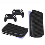 1 Tek PlayStation 5 Digital Edition Full Console Skin Wrap Decal Set for PS5, Vinyl, Sticker, Faceplate Protective Cover - Console and 2 Controllers Skin Set- Black Carbon Fiber