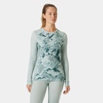 Helly Hansen Dam Lifa Merino Graphic Baslager I Mellanviktsklass Grön L