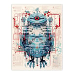 Bird Robot Hybrid Schematic Blueprint Futuristic Secret Spy Cam Complex Arcane Manuscript Gift For Him Man Cave Unframed Wall Art Print Poster Home De