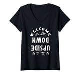 Womens Stranger Things 4 Welcome Upside Down Text V-Neck T-Shirt
