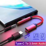 Usb C Type Adapter Port To 3.5mm Aux Audio Jack Earphone Headp B Red