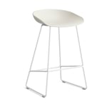 HAY About a Stool 38 Low barstol 2.0 Melange cream-vitt stålstativ