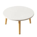Table Basse Ronde Bois - BLANC - Panneaux, bois massif - 60*60*50cm - Simplicité Moderne