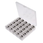 25 Empty Metal Bobbins Spool w/ 25 Grid Storage Case Box for Singer Brother Janome Toyota Sewing Machine