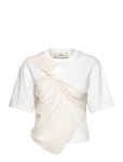 Draped Mesh Top Designers T-shirts & Tops Short-sleeved White Les Coyotes De Paris