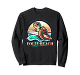 Folly Beach South Carolina Loggerhead Sea Turtle Retro Sun Sweatshirt