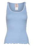 Cotton Top Regular W/ Lace Tops T-shirts & Tops Sleeveless Blue Barbara Kristoffersen By Rosemunde