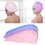 Microfiber Towel Quick Dry Hair Magic Drying Turban Wrap Hat Cap Blue