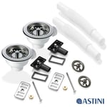 2x 90mm Chrome Waste, 2x Overflow For Astini, RAK, Rangemaster Ceramic Sink