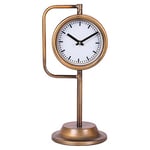 DRW Horloge de Bureau avec Support en métal doré Vieux 19,5 x 17 x 42 cm, Horloge 16 x 4,5 cm
