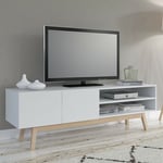Meuble tv home 160cm 2 portes 1 niche / Blanc/ 160x42x50 cm - Blanc