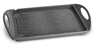 Lagostina Spéciales Plaque antiadhésive en aluminium moulé sous pression, 34 x 26 cm, grillade et grillades à gaz et four, revêtement anti-rayures effet marbre, bord à verser, poignées ergonomiques