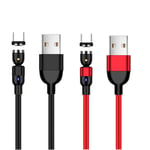 ACALI 2pcs 2m Type C 3A Fast Charging Cable 360º + 180º Rotation Magnetic Cable USB C Data Sync Wire Compatible with Samsung Galaxy S9 S8 Note 9, LG V30 G6 G5 V20 and More (Black+Red)