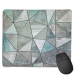 Teal And Grey Triangles Stained Glass Style Gaming Mouse Pad Non-slip Rubber base Durable Stitched Edges Mousepads Compatible with Laser and Optical Mice for Gaming Office Working