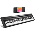 Donner Piano Numérique électrique 88 Touches Semi-lestées, Compact Clavier Touches lourdes Fullsize pour Débutant avec Pédale (Noir Classique, DEP-10)