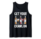 Funny Crawl Bar Alcohol Drinking Beer Hopping Liquor Spirits Tank Top