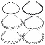 6 st metallhårband svart hårbåge fjäder våghårband multi-style unisex flexibla hårband accessoarer för kvinnor män