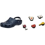 Crocs Unisex Classic Clog, Navy,12 UK Men + Jibbitz Shoe Charm 5-Pack | Personalize with Jibbitz Night in One-Size