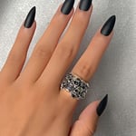 Gotisk silverfärgad dödskallering öppen ring unisex retro punk justerbar dödskallepar Fi