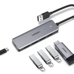 Ugreen USB HUB - 4x USB 3.2 Gen 1 med Mikro-USB-Strömport - Grå - TheMobileStore Laddare & kablar