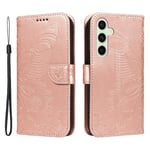 För Samsung Galaxy S24 FE Fodral Ställ Plånboksfodral Fjärilsmönster - RoseGold