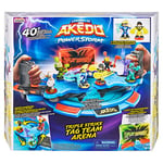 Akedo Arène Triple Coup pour Combats en équipe des légendes Powerstorm avec Plus de 40 Effets sonores de Combat, Un Tableau des Scores Lumineux et 2 Figurines Miniatures de Combat Exclusives