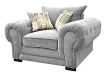 Dorado Corner Sofa Sectional 3 Seater 2 Seater Armchair Cuddle Chair Grey Velour Fabric (Silver, Armchair)