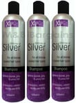 3 x 400ml XHC Shimmer of Silver Shampoo Purple Toning for Blonde Hair