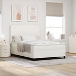 Sänglåda med madrass Cream 140x200 cm Kordfärgat tyg