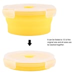 (Yellow)500ml Round Silicone Bento Box Collapsible Lunch Box Microwave Food UK