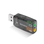 KeRestoQuebec umei-Carte son externe virtuelle 5.1 USB,adaptateur audio 3D vers micro 3.5mm,interface casque pour ordinateur portable - Type Black