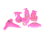 Unbranded 6pcs doll bath accessories house pink hair dryer soap cup kids t