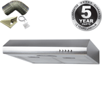 SIA STE50SS 50cm Stainless Steel Slimline Visor Cooker Hood Fan & 3m Ducting